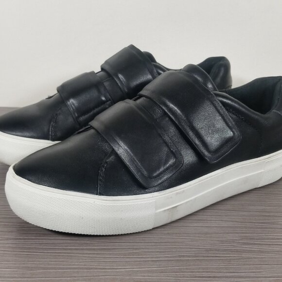 J/Slides Platform Double Strap Sneaker, Black Leather, Womens Size 8 - Picture 3 of 11